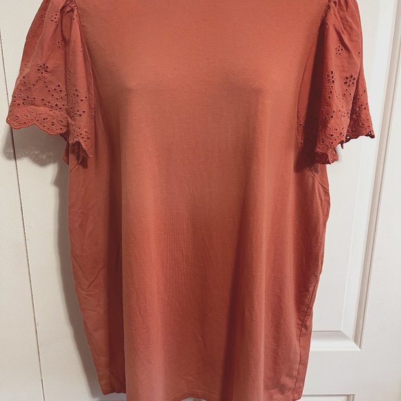 Eyelet Sleeve T-shirt Blouse - 2X - Picture 1 of 4